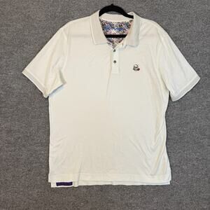 Robert Graham Shirt Mens XL White Polo Short‎ Sleeve Embroidered Skull Classic